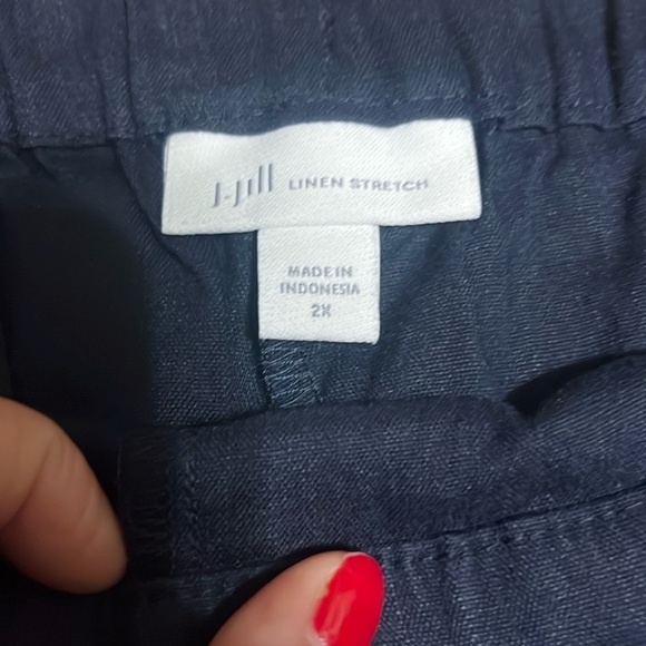 J. Jill Cropped Linen Stretch Wide Leg Pants Navy Blue 2X - Picture 7 of 8